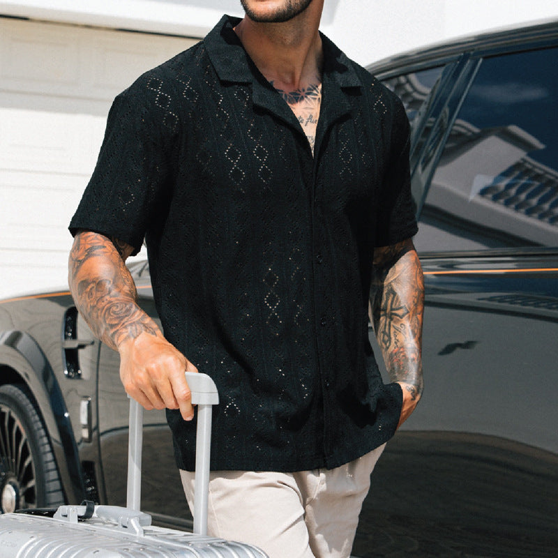 Slim-Fit Punkt-Shirt aus Webstoff – Top in Schwarz oder Weiß