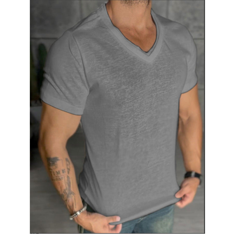Schlank geschnittenes Basic-T-Shirt aus Baumwolle
