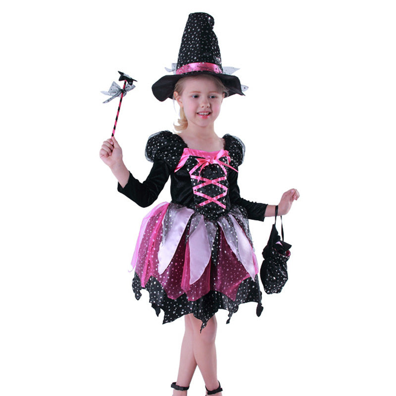 Halloween-Kinderkostüm: Hexenprinzessinnenkleid, Mädchen mit hellem Haar