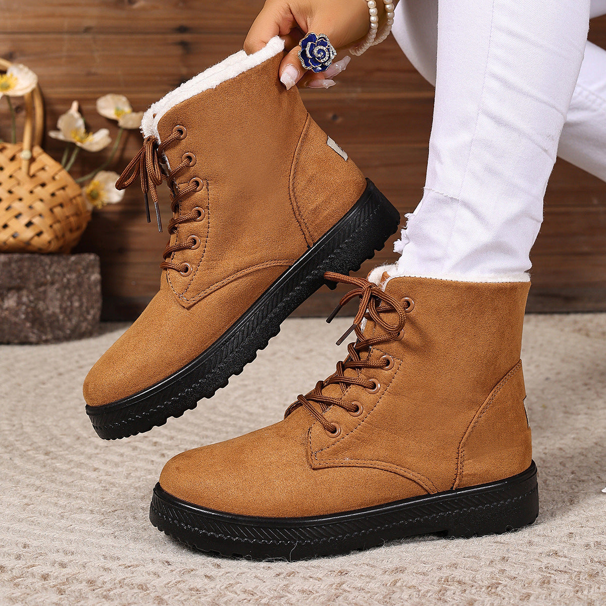 Stylische Damen Schneestiefel – Wasserdicht, High-Top, mit warmer Baumwollfüllung