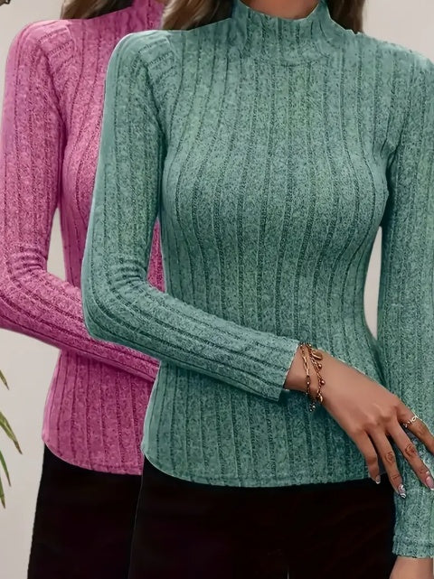 Damen High-Neck Langarmshirts