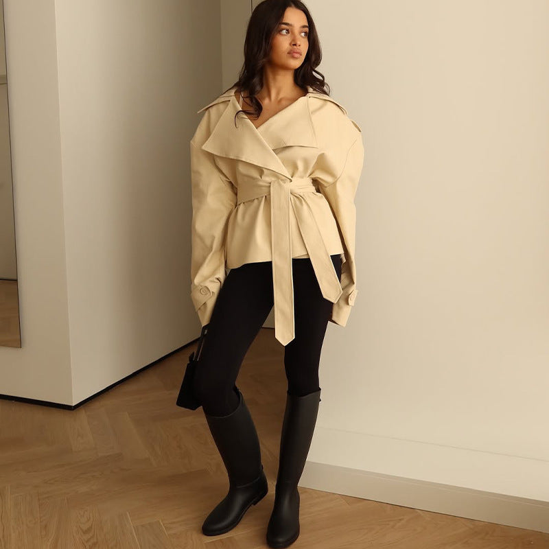 Damenmode Taillenformender Langarmmantel