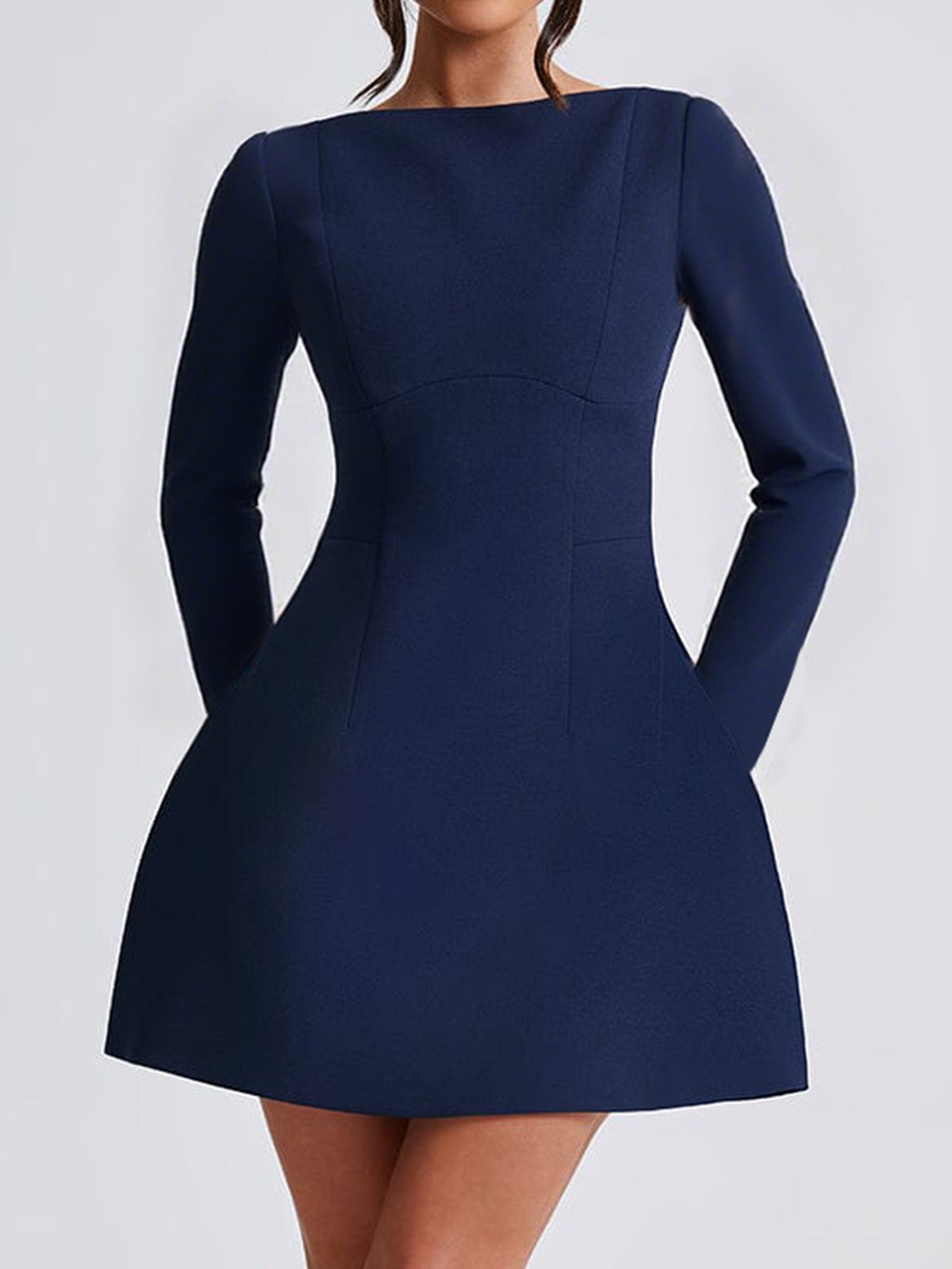 Damen Langarmkleid – Eleganter Stil, einfarbig und vielseitig