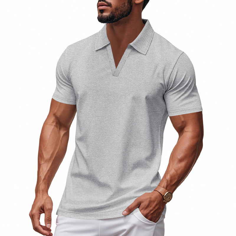 Herren Slim-Fit Sommer-Shirt aus Polyester – Unifarbenes Kurzarmshirt