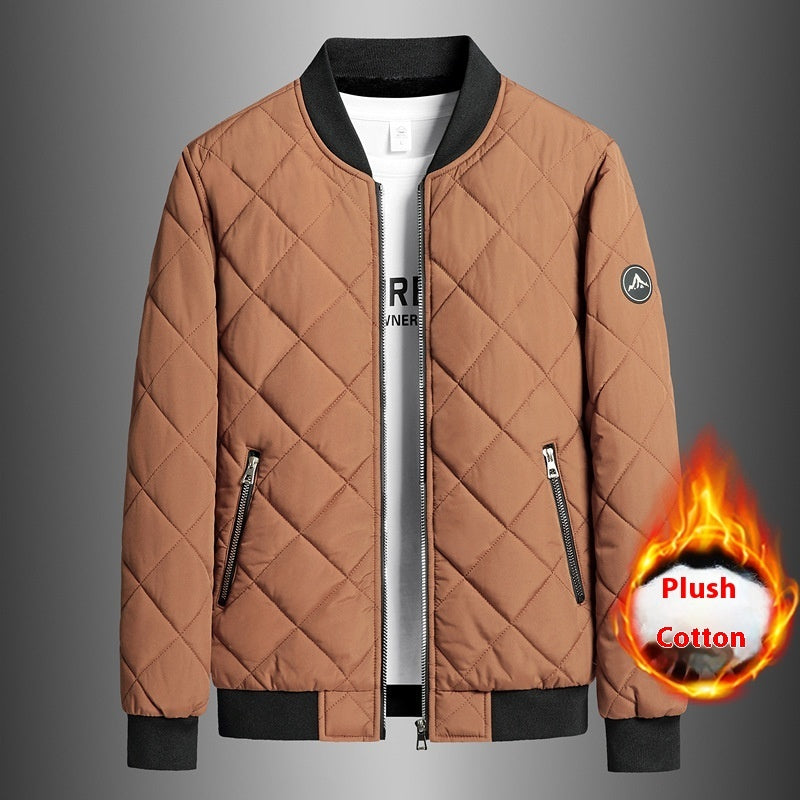 Gefütterte Herren-Winterjacke 927 im Cardigan-Stil ohne Kapuze