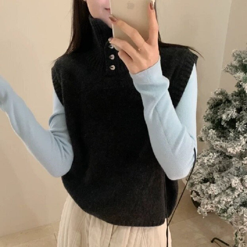 Vielseitige, ärmellose Strickweste aus kunstvollem Netzgewebe