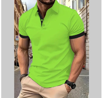 Herren Kurzarm-Poloshirt aus Baumwollmix – Uni-Farben mit Seitenschlitz