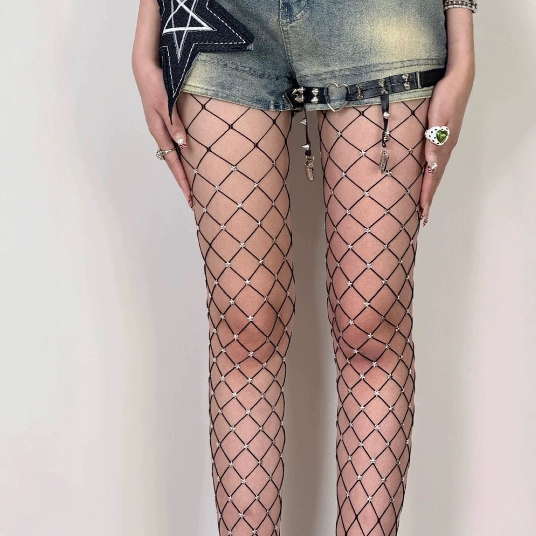 Sexy Damen Bodystocking mit Streifen-/Karo-Muster aus Nylon, Einheitsgröße