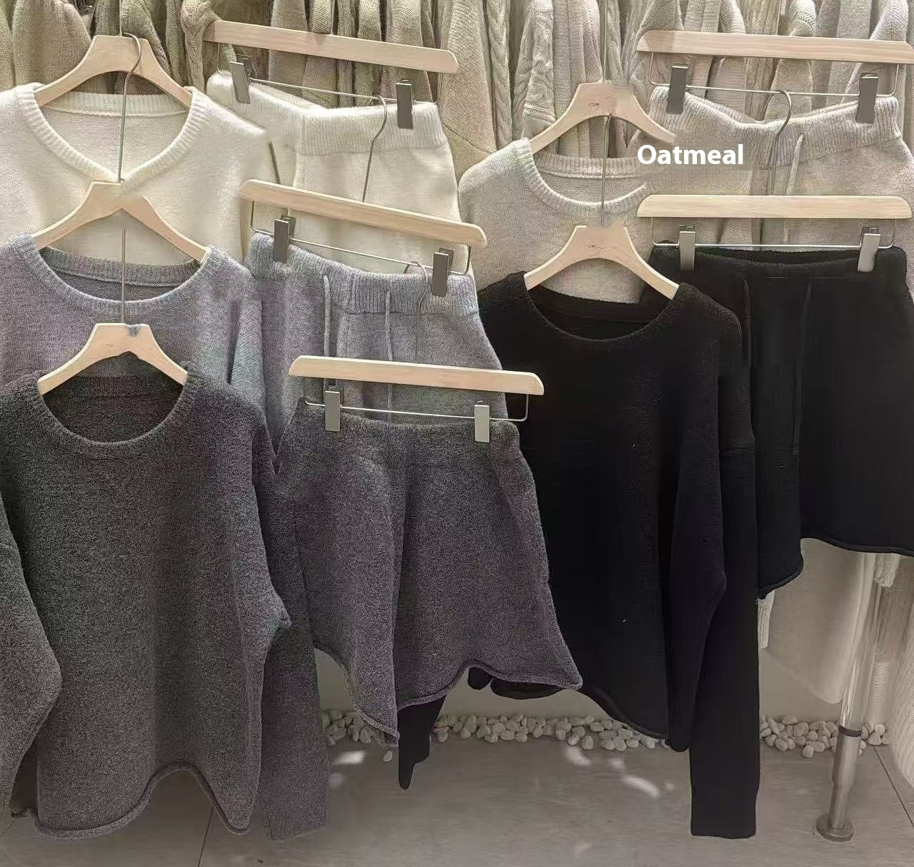 Gemütliches Damen Zweiteiler-Set aus Strick – Sweater & Shorts, One Size