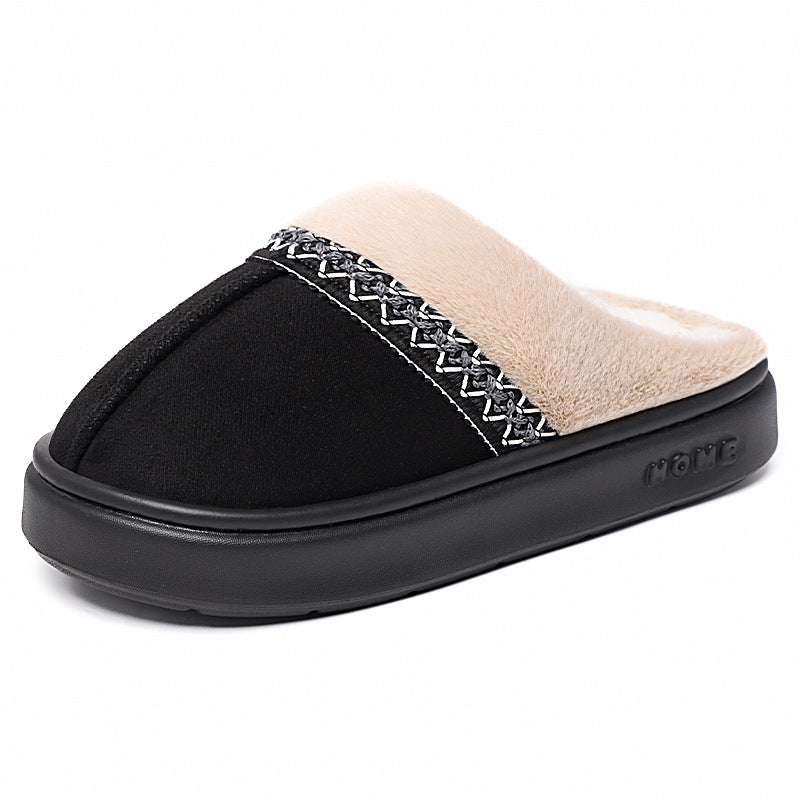 Damen-Baumwollschuhe, fleecegefüttert, dicke Baumwollpantoffeln in Übergrößen