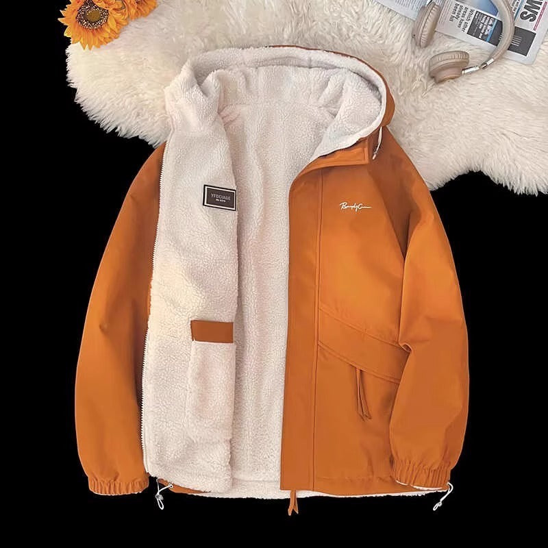 Herren Wintermantel aus Baumwolle, locker geschnitten, wendbar