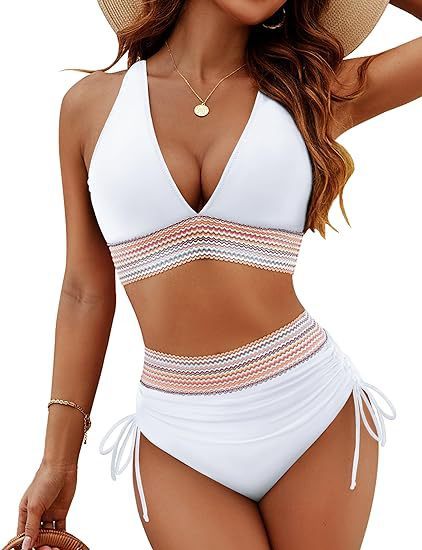 Modischer Damen-Bikini mit hohem Bund und Schlitz
