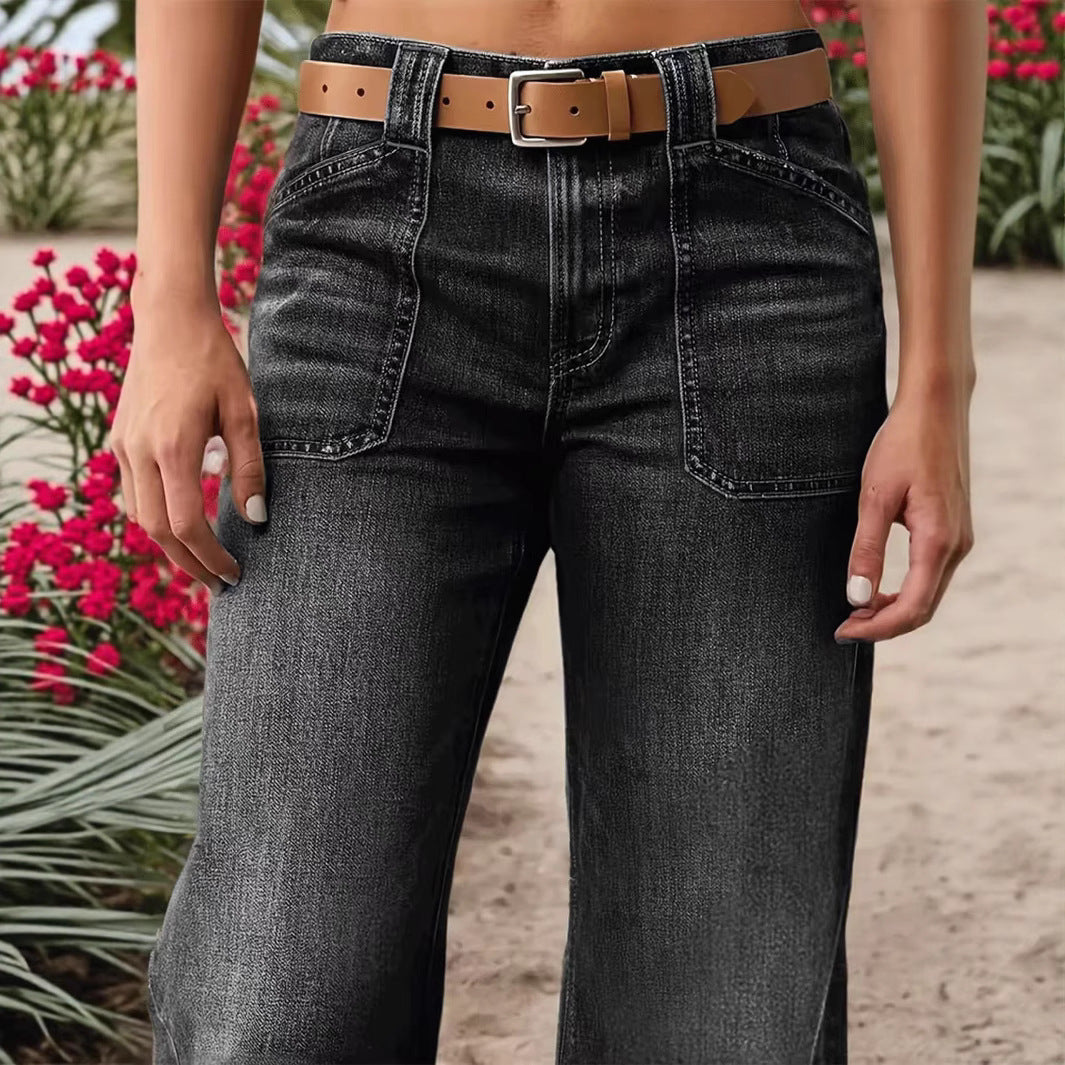 Damen Jeans in Schwarz mit hoher Elastizität & Mid-Waist, S–XXL
