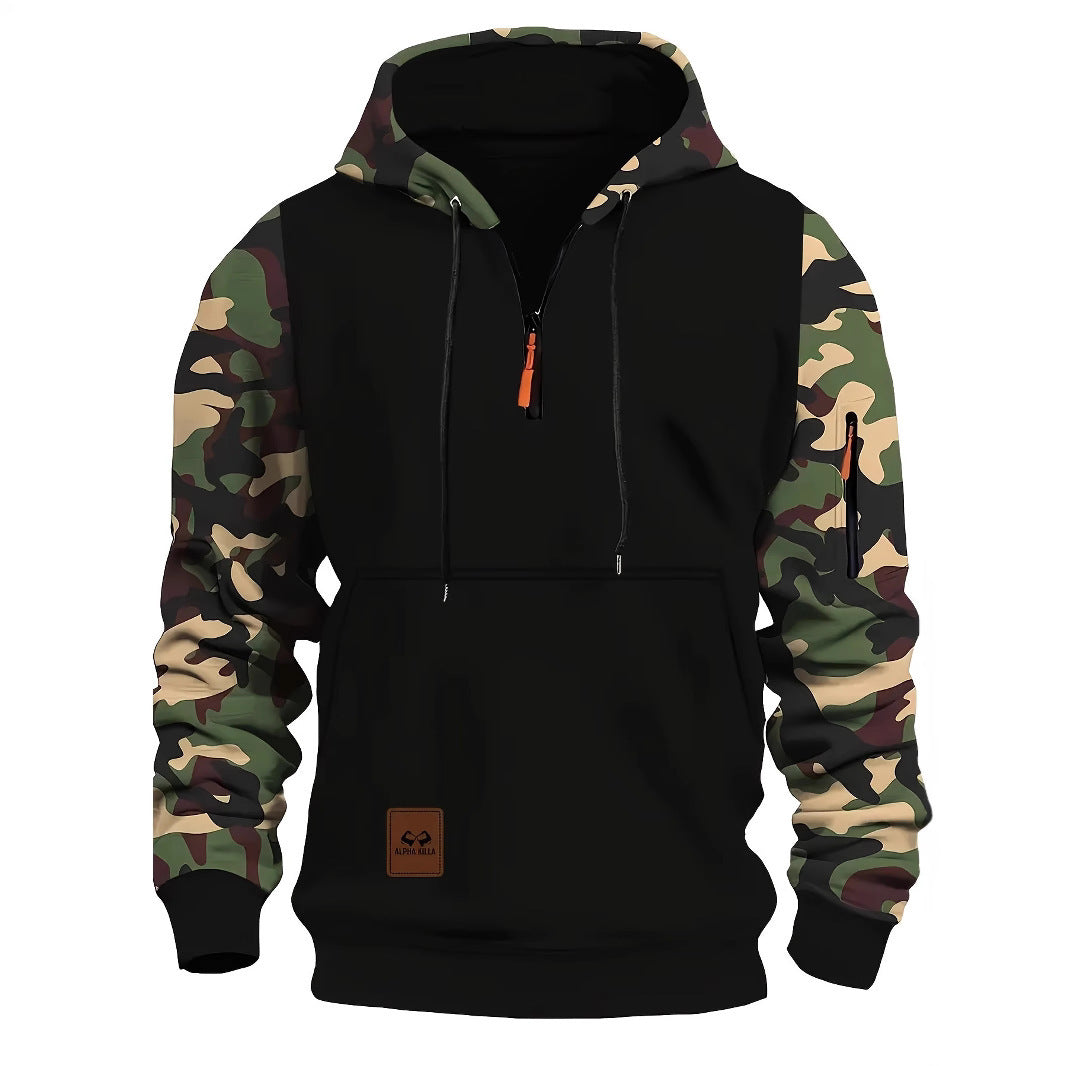 Herren Camouflage Hoodie – Vintage Zip Sweatjacke