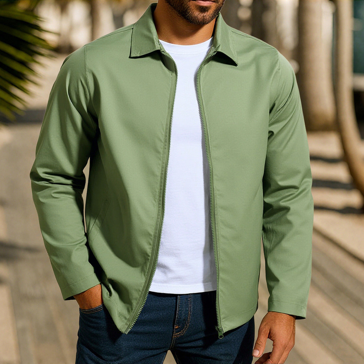 Herren Cardigan-Jacke aus Polyester – Leichte Freizeitjacke, S–XXXL