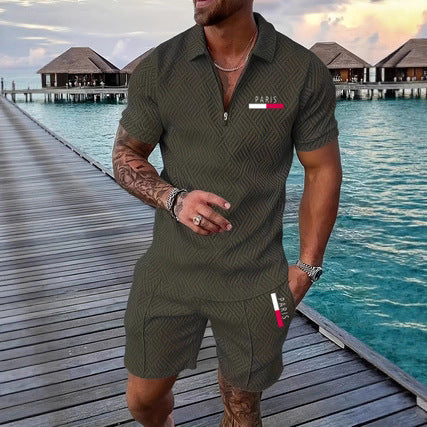 Herren Casual Beach Set – Karomuster Shirt + Shorts