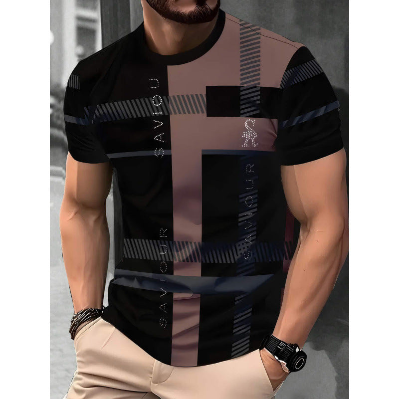 Herren Kurzarm-T-Shirt Business Casual Serie Digitaler 3D-Druck
