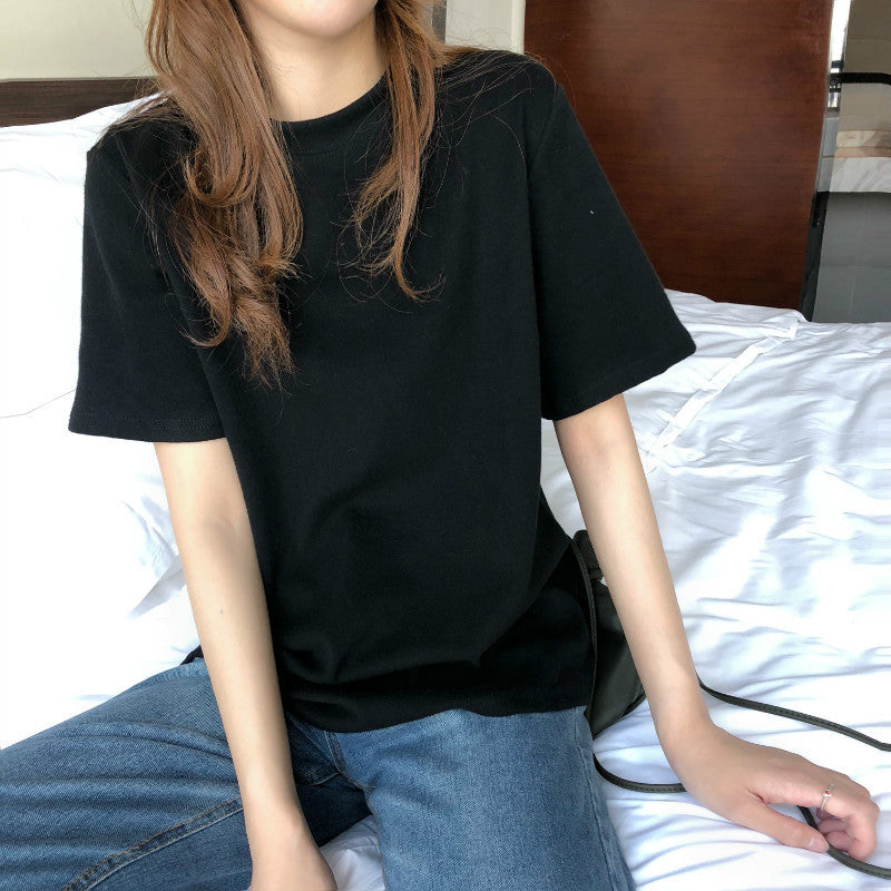 Schlichtes Kurzarm-Baumwollshirt für Damen – Slim & Modern