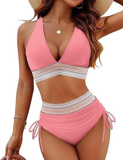 Modischer Damen-Bikini mit hohem Bund und Schlitz