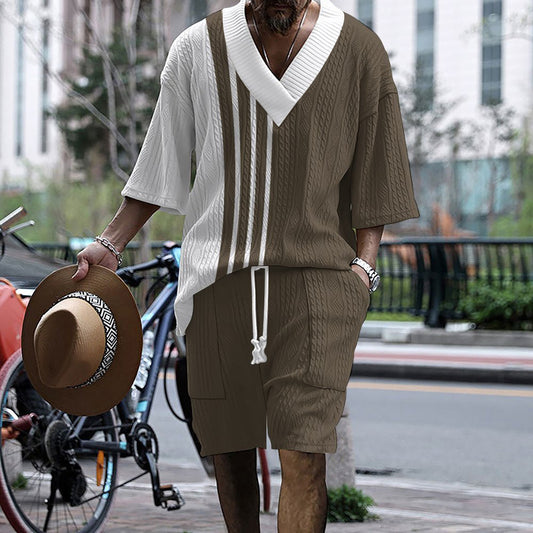 Sommer-Set TH01 aus Strickshirt & Shorts für Herren