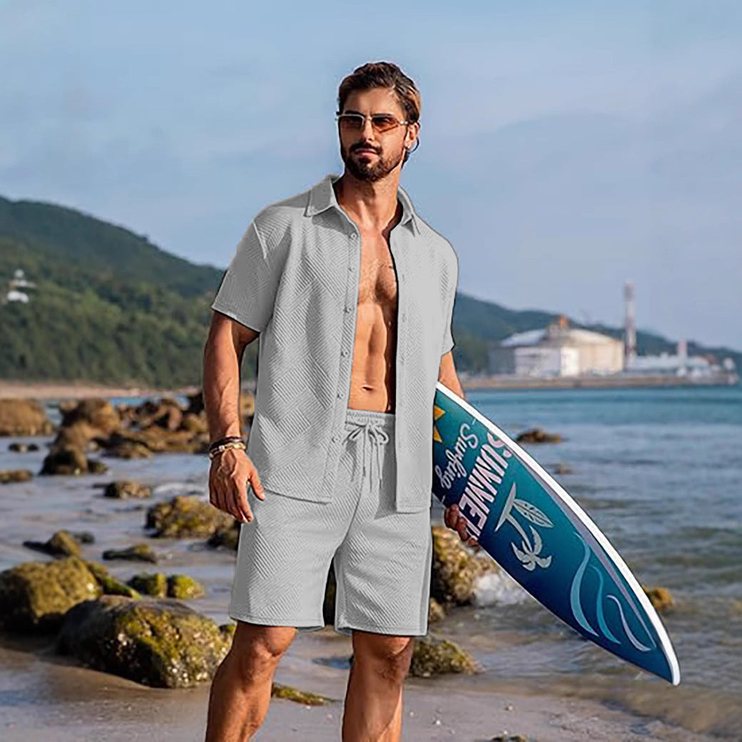 Herren Strick-Sommer-Set – Kurzarmhemd & Shorts