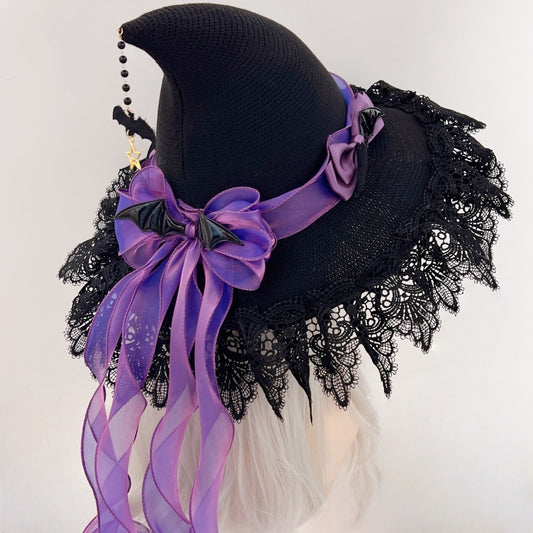 Handgefertigter dunkler Teufel Gothic Lolita Spitzenhexenhut