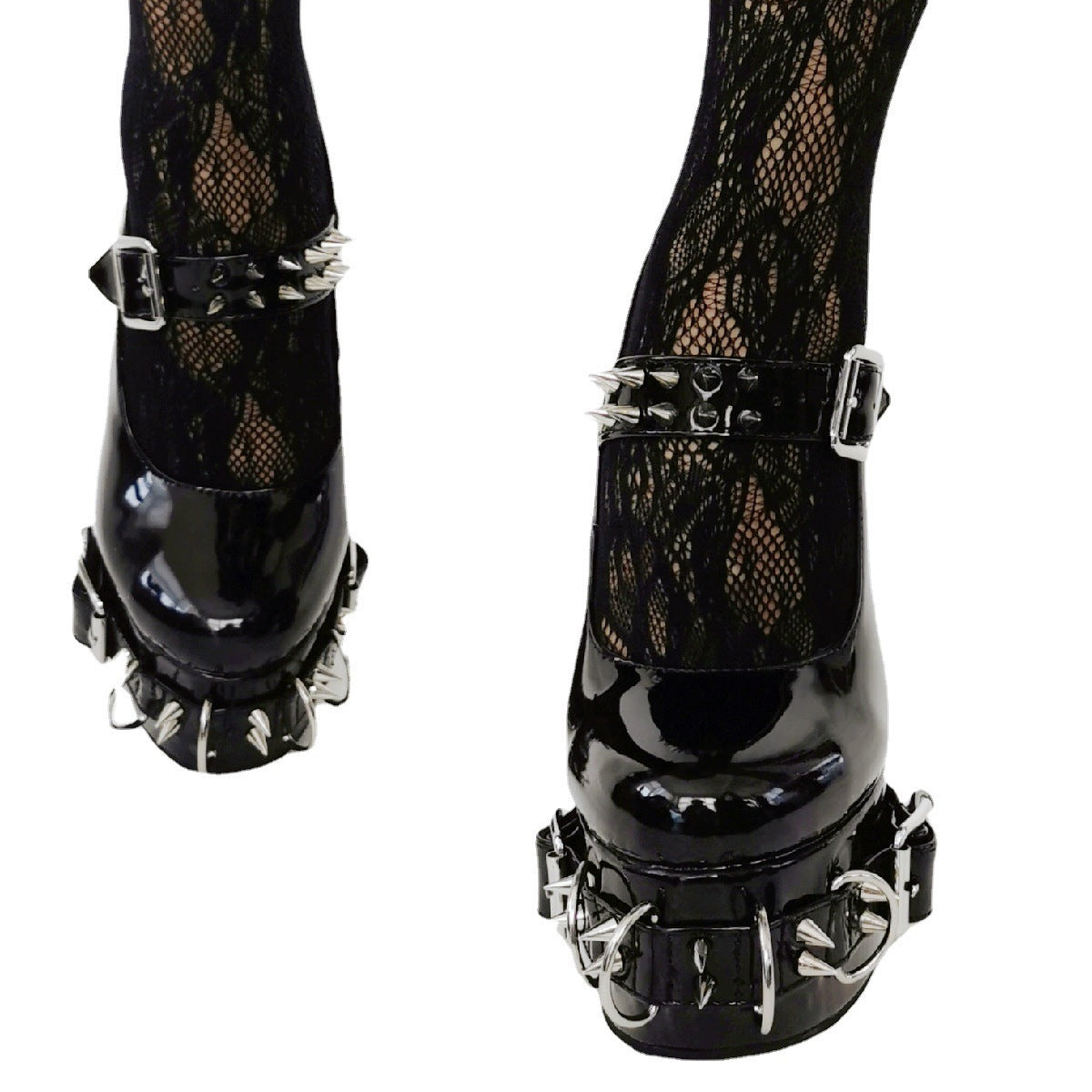 Europäische und amerikanische Gothic-Schuhe mit Rivet Y2g, Plateauschuhe für Damen, dicke Absätze, große Größen