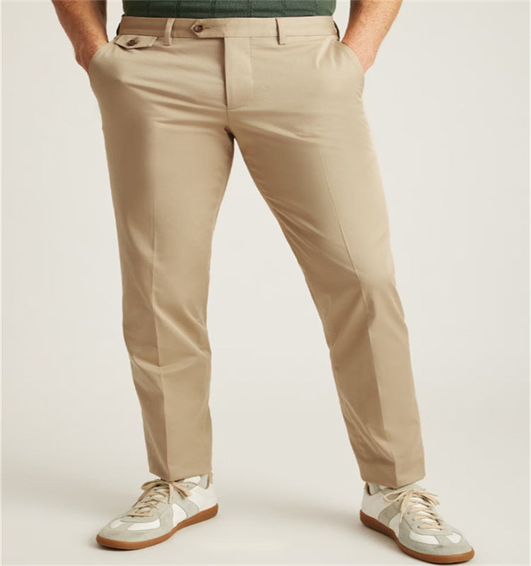 Herren-Anzughose, einfarbig, mit Knöpfen