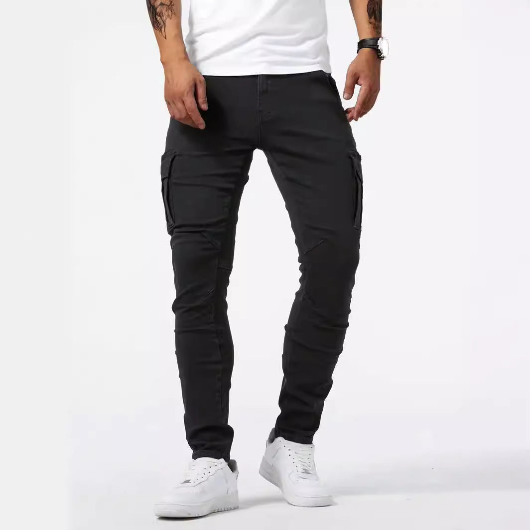 Lässige Herren-Cargohose, stylische Stretchhose der Marke Tide, Frühling/Sommer, Grau, Neu, Passform, gerader Schnitt, leichte Jeans