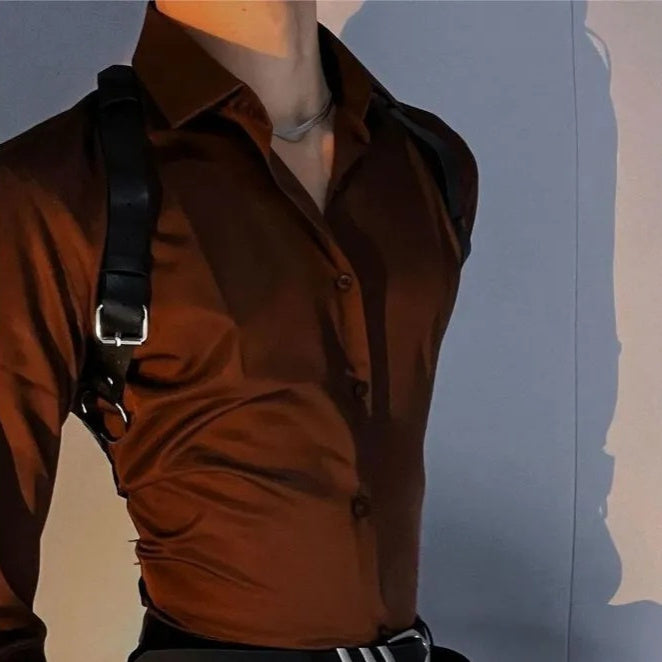 Herren Freizeit- & Businesshemd in warmem Braunton