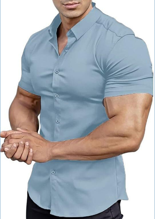 Herren Kurzarm-Cardigan aus Polyester – Leichtes Freizeitshirt in vielen Farben
