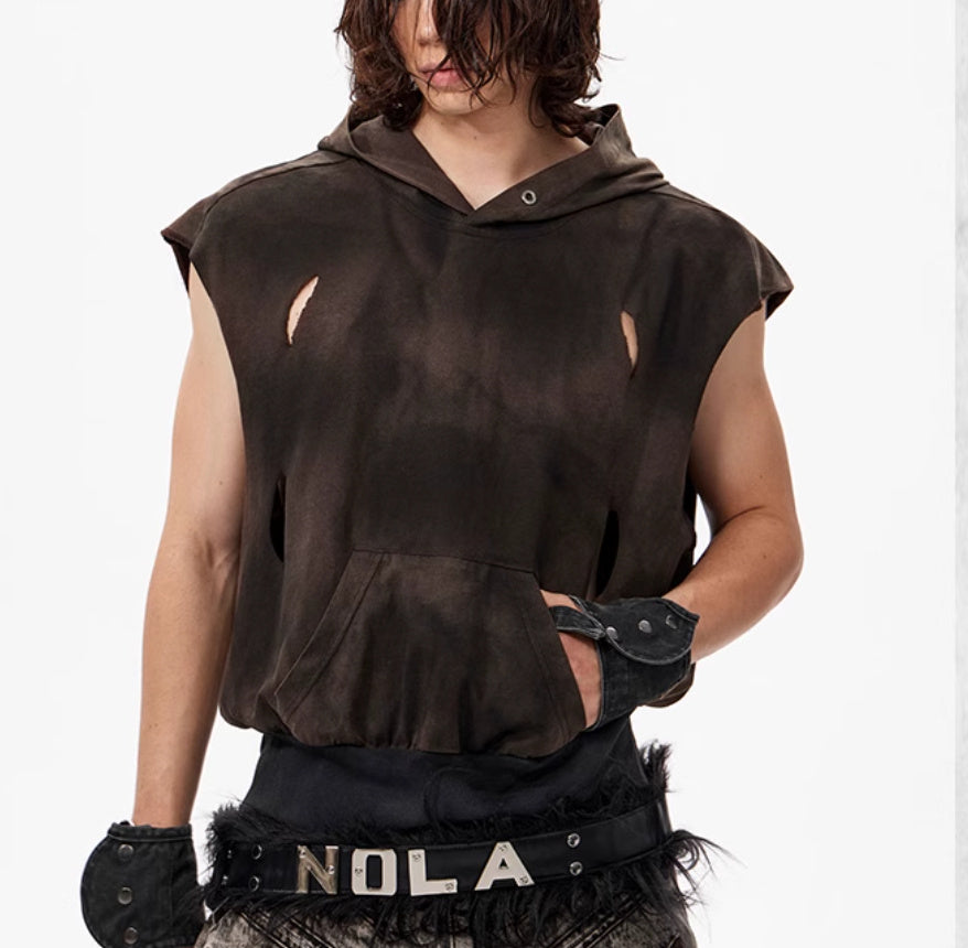 Waste- und Bodenschutzweste mit kurzer Kapuze