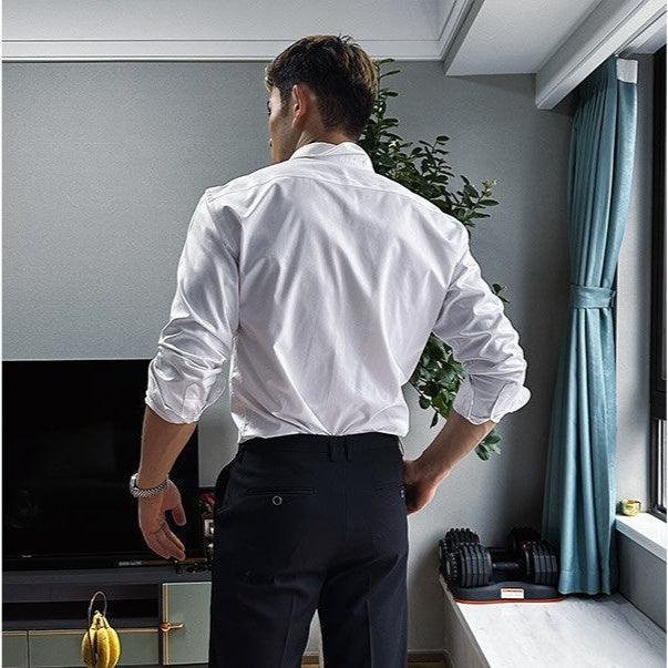 Herren Leinen-Hemd mit langen Ärmeln – Lockerer Fit in Unifarbe