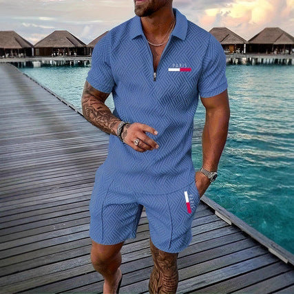 Herren Casual Beach Set – Karomuster Shirt + Shorts