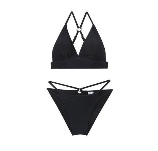 Sexy Badeanzug in Unifarben mit tiefem V-Ausschnitt und Raffungen, schmal geschnitten für heiße Quellen