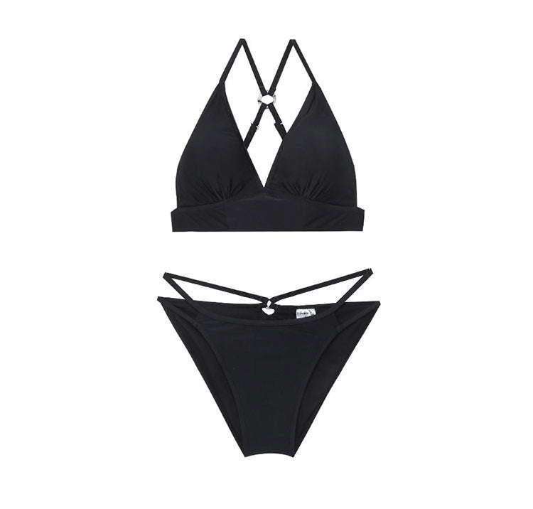 Sexy Badeanzug in Unifarben mit tiefem V-Ausschnitt und Raffungen, schmal geschnitten für heiße Quellen