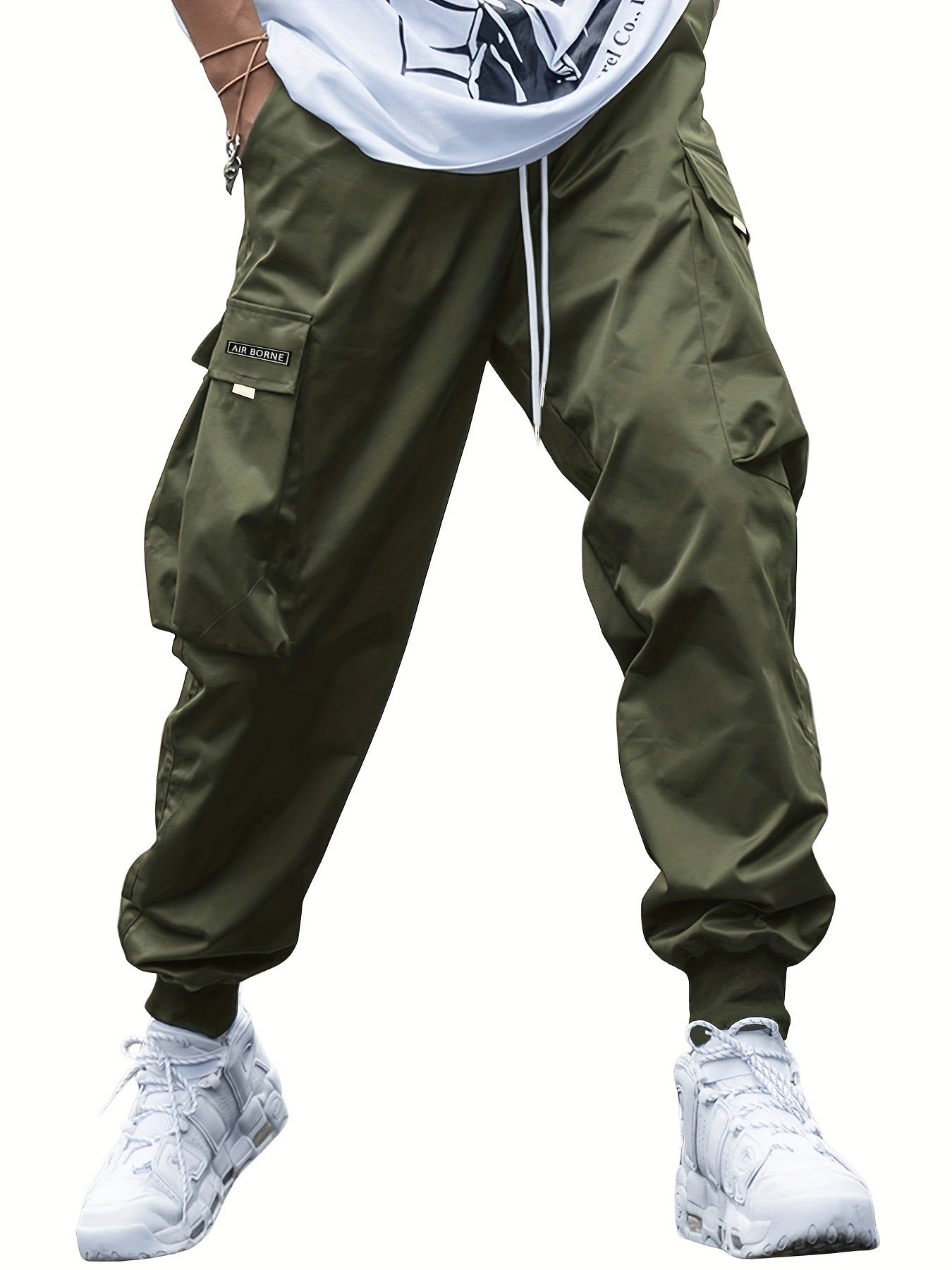Cargohose mit mehreren Taschen, Herren-Freizeithose mit Kordelzug im Hip-Hop-Stil, Outdoor-Streetwear-Sporthose