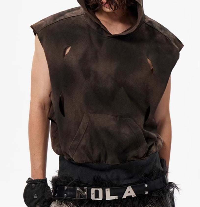 Waste- und Bodenschutzweste mit kurzer Kapuze