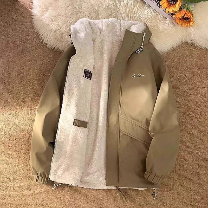 Herren Wintermantel aus Baumwolle, locker geschnitten, wendbar