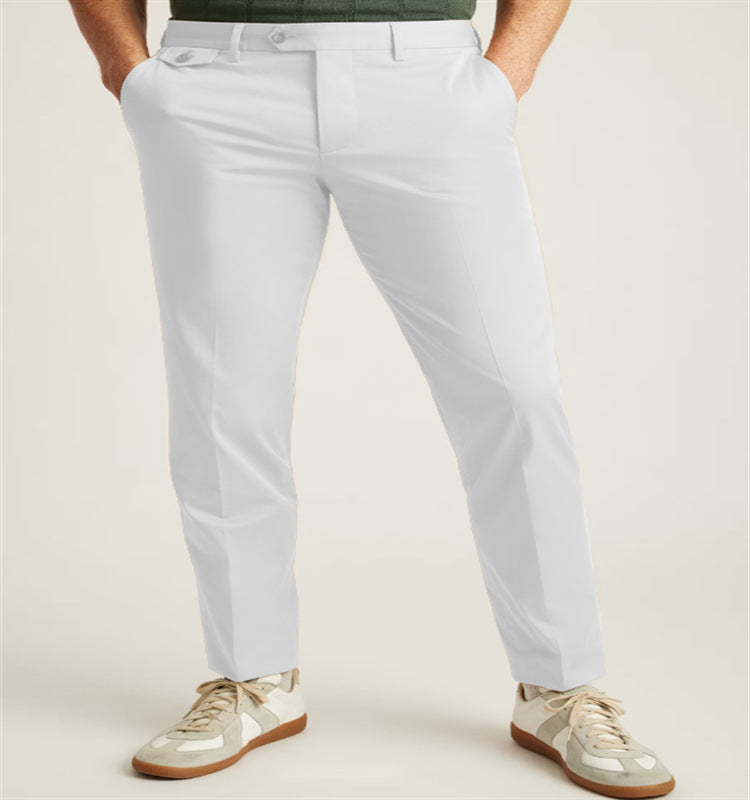 Herren-Anzughose, einfarbig, mit Knöpfen