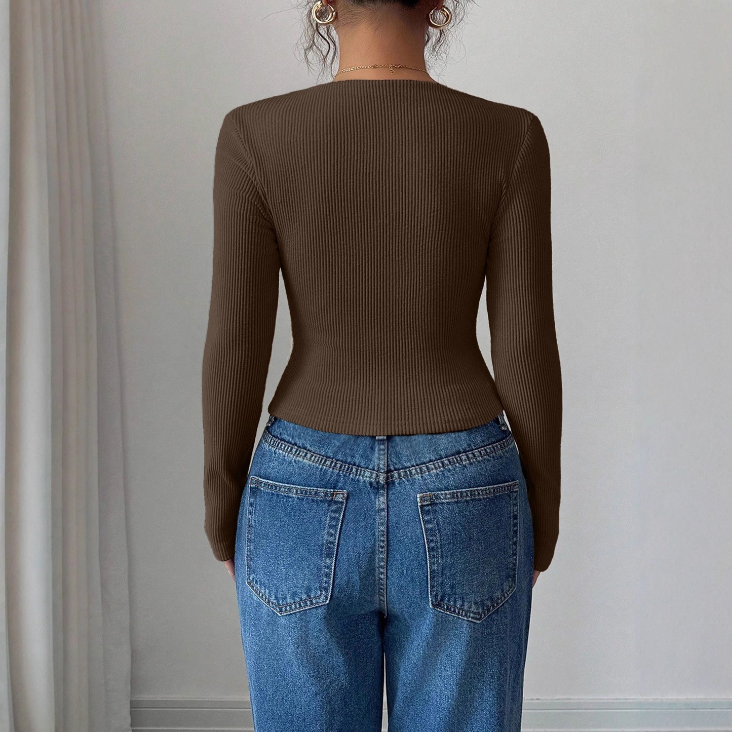 Damen Top mit unregelmäßigem Falten-Design – Korean Style