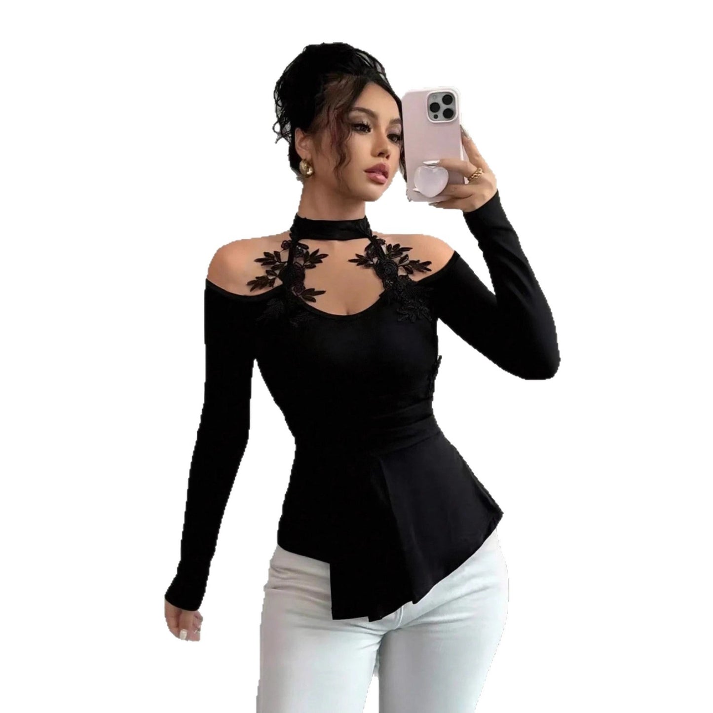 Sexy Slim-Fit Top mit ausgesparten Schultern