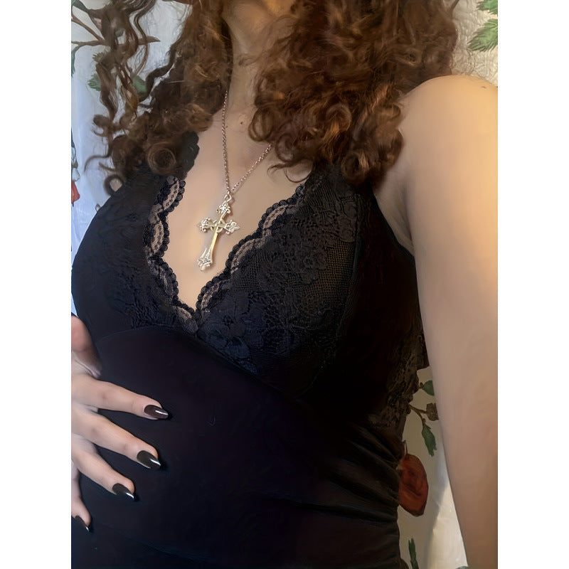 Camisole mit Spitze und Faltenoptik – Damenmode