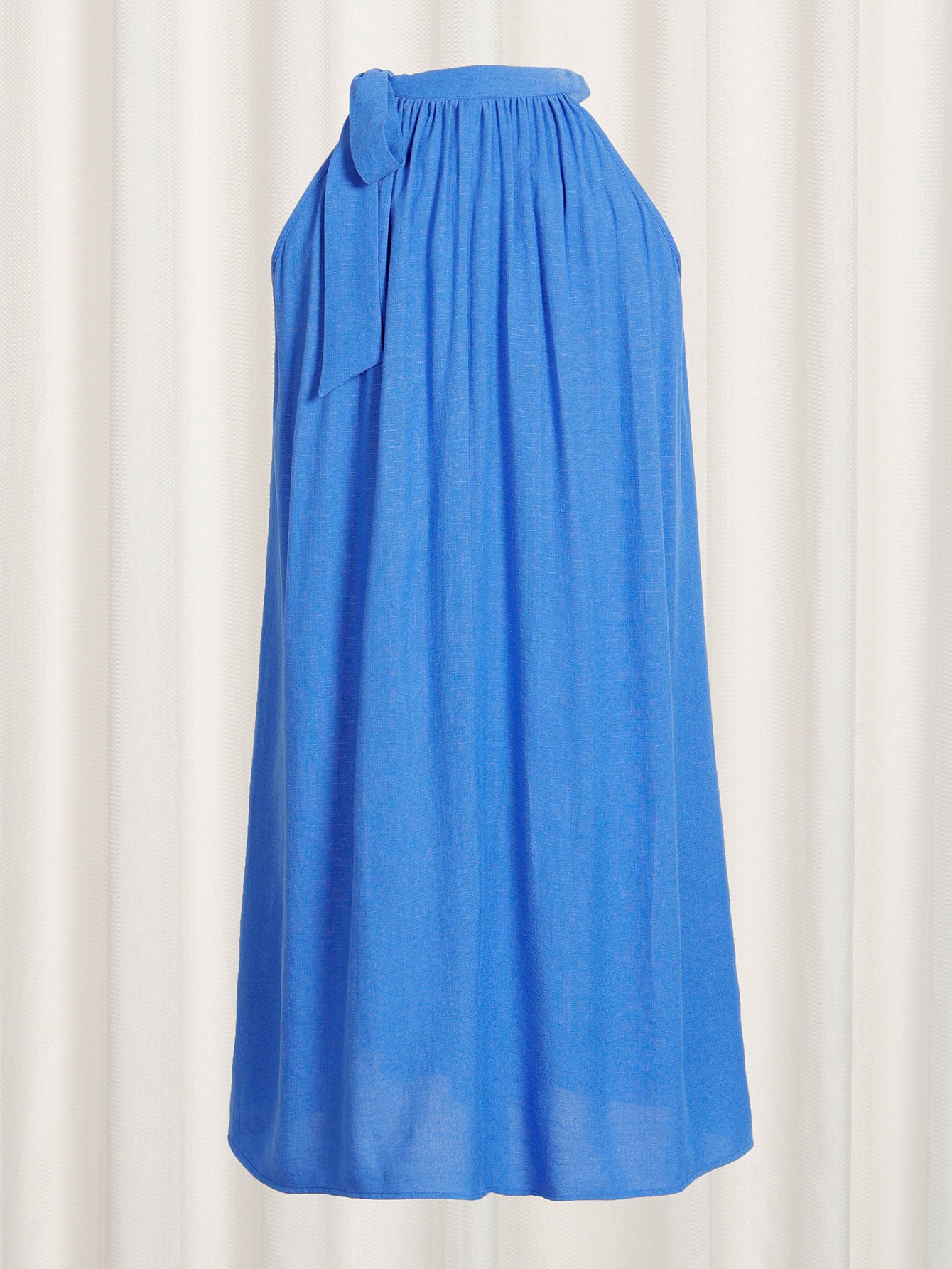 Ärmelloses Midikleid in Blau mit breitem Taillenbund, S–L