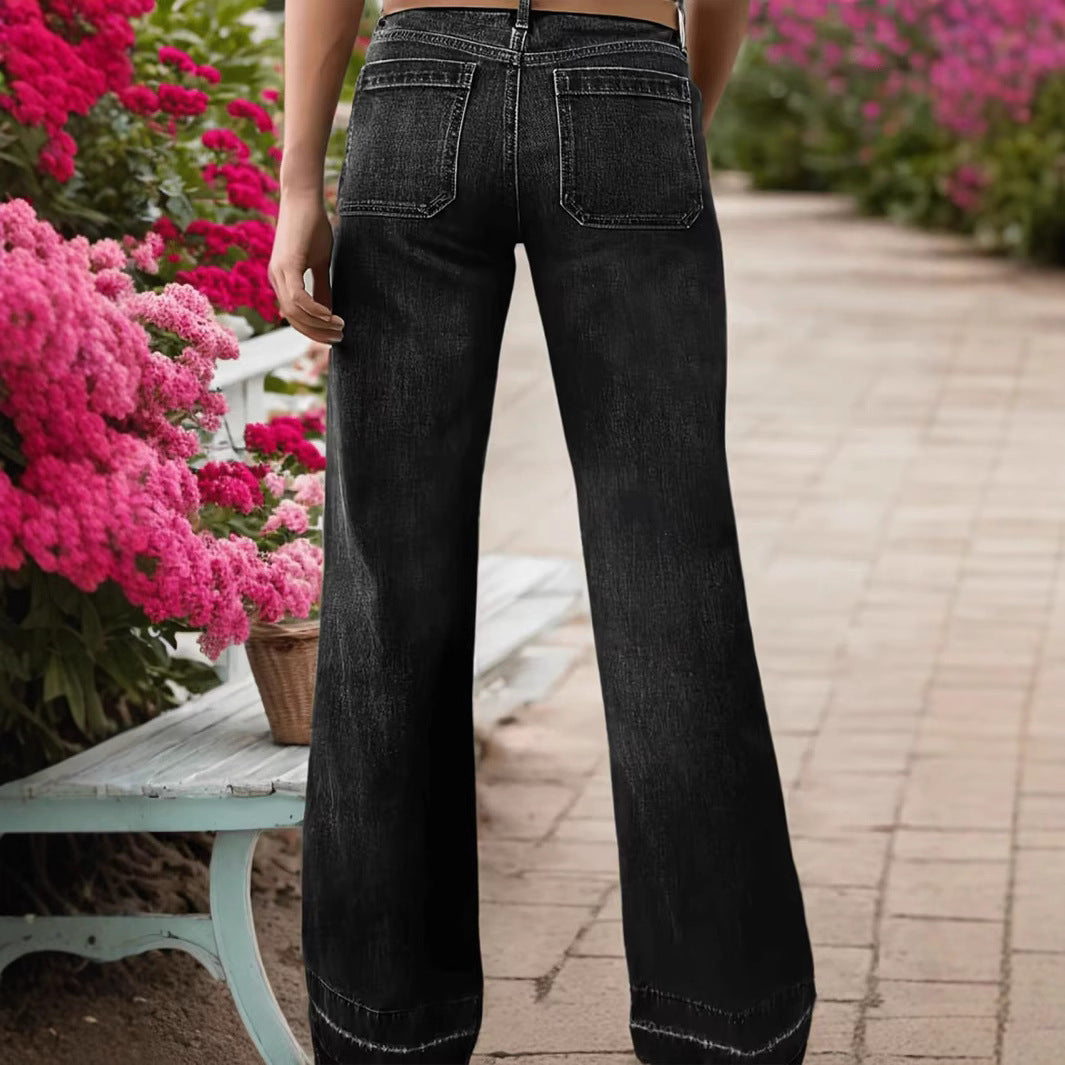 Damen Jeans in Schwarz mit hoher Elastizität & Mid-Waist, S–XXL