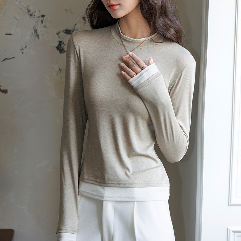 Lyocell-Acetat Fake Zweiteiler Rundhals Unterhemd