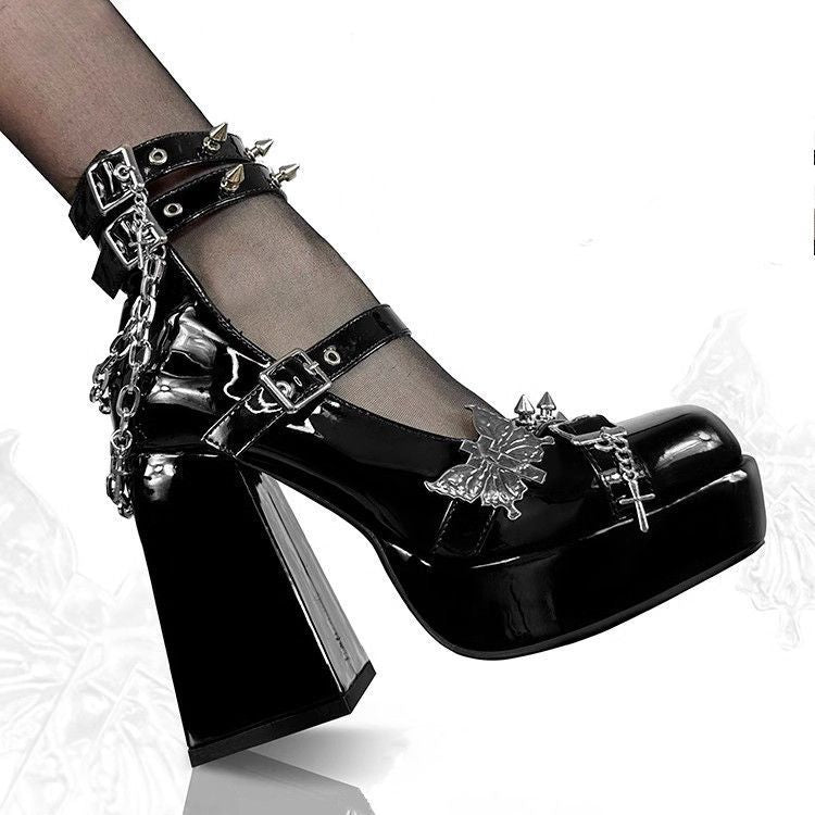 Damenmode Schmetterlings-High Heels Punk-Plateau