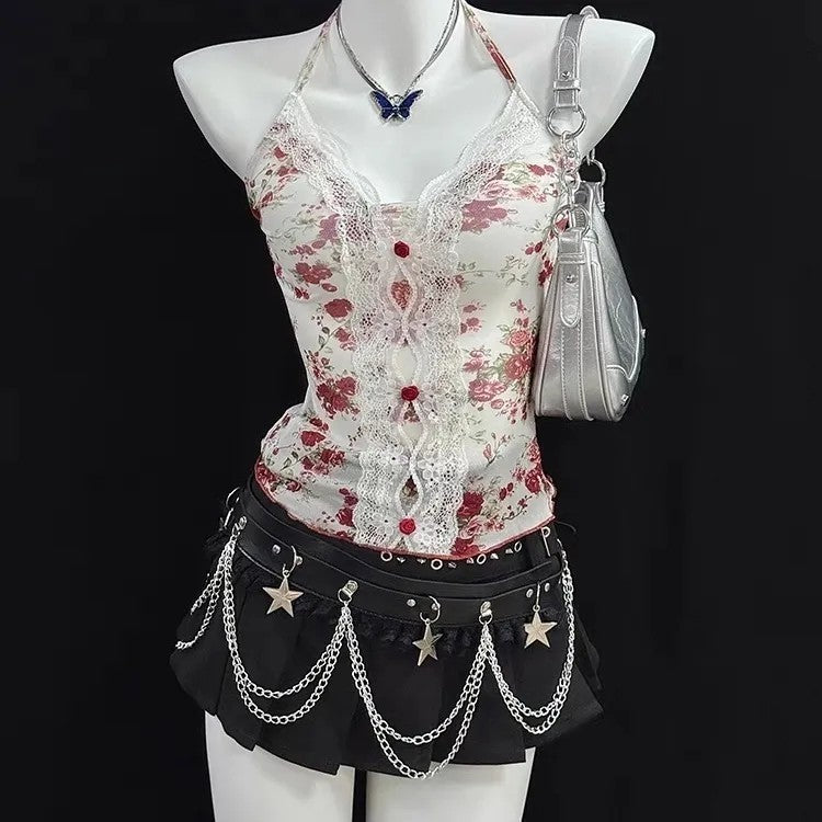 Fashion Lace Edge V-neck Small Sling Women