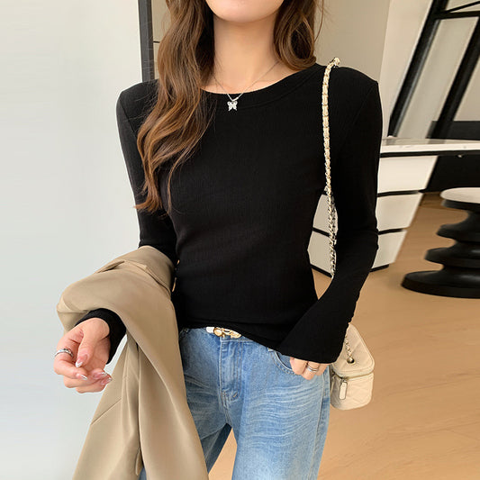 Damen-Strickshirt mit Rundhalsausschnitt aus Lyocell-Wolle