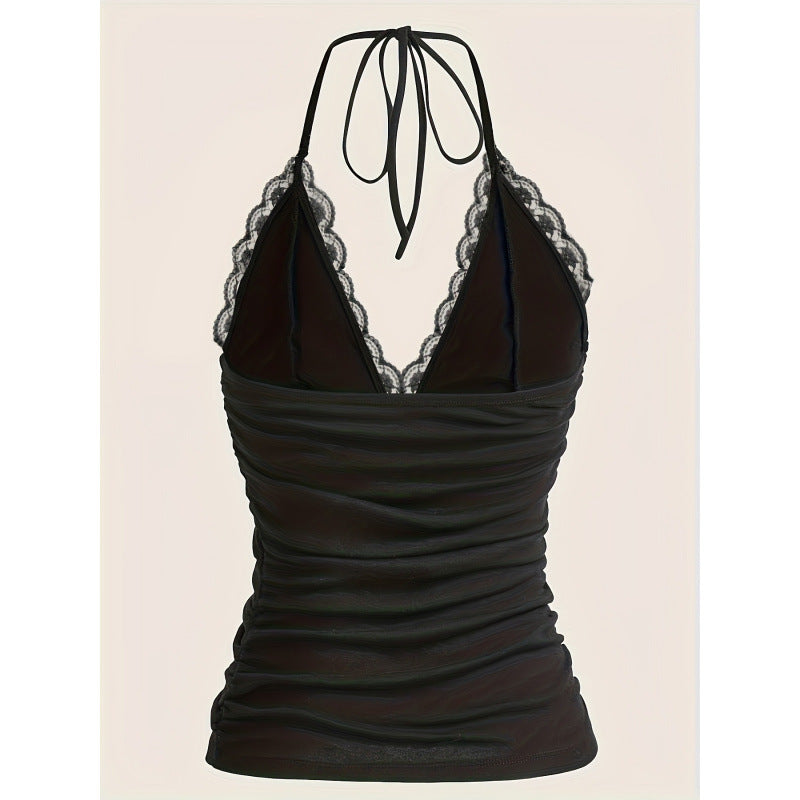 Camisole mit Spitze und Faltenoptik – Damenmode